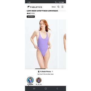 New Small Fabletic Wild Wisteria Purple NOA Sexy One Piece Swimsuit Bathing Suit
